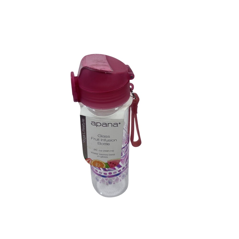 Apana Glass Fruit Infusion Water Bottle 20oz Pink Purple Geometric Lifestyle
